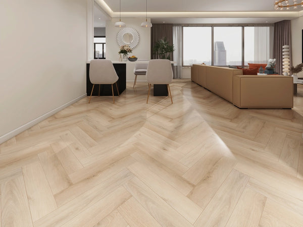 Premium LVT Herringbone - Hazelnut Brown Oak